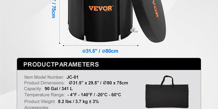 VEVOR Ice Bath Tub – 341L Portable Cold Plunge for Athletes (80cm)