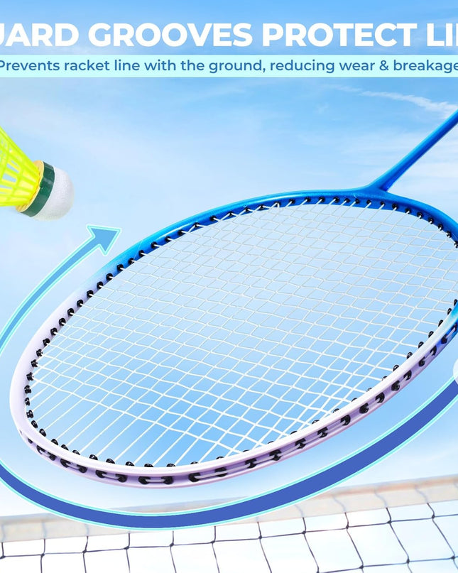 HIRALIY Badminton Rackets Set of 4 – Complete Outdoor Family Game Kit