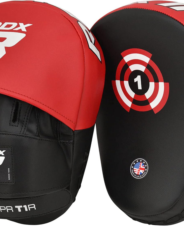 Boxing Pads Focus Mitts Maya Hide Leather Curved Hook and Jab Target Hand Pads Great for MMA, Kickboxing, Martial Arts, Muay Thai, Karate Training Padded Punching, Coaching Strike Shield