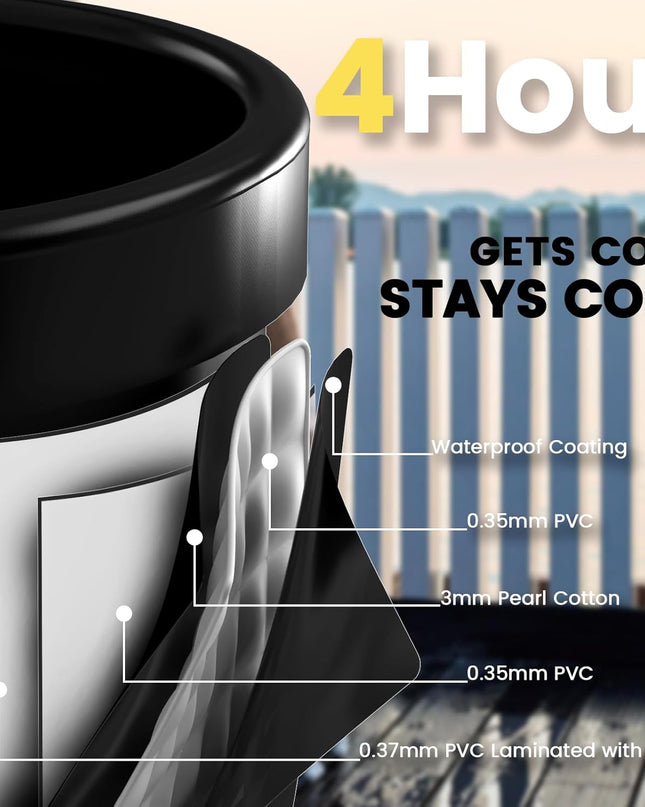 CalmMax Oval Ice Bath Tub with Lid – 492L Portable Cold Plunge (105cm)