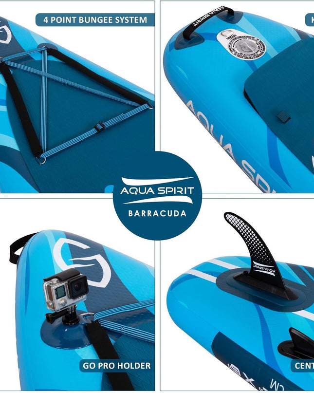  Aqua Spirit Barracuda Inflatable Stand-Up Paddle Board (SUP)/Kayak 10’6”