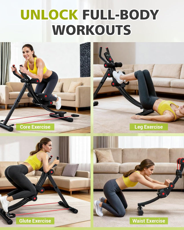 Elevate Your Home Workouts with the Fostoy Adjustable Ab Machine - Ultimate Core Trainer for Beginners and Seniors, Foldable Design for Space-Saving Fitness