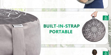 Hihealer Large Meditation Cushion with Extra Velvet Cover – Traditional Tibetan Zafu Pillow