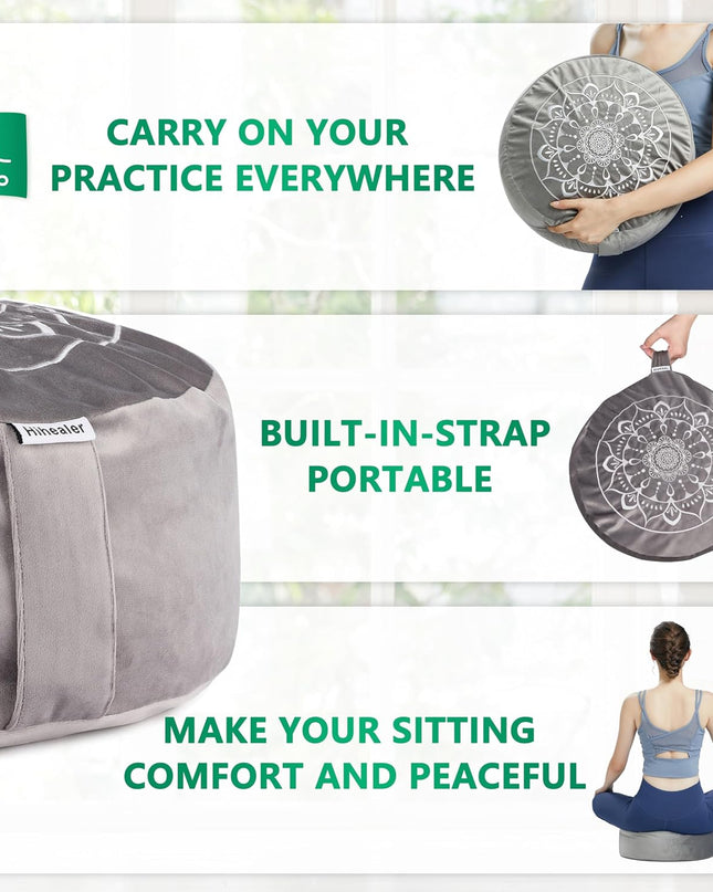 Hihealer Large Meditation Cushion with Extra Velvet Cover – Traditional Tibetan Zafu Pillow