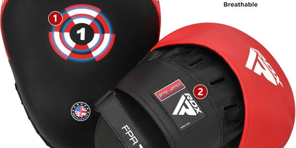 Boxing Pads Focus Mitts Maya Hide Leather Curved Hook and Jab Target Hand Pads Great for MMA, Kickboxing, Martial Arts, Muay Thai, Karate Training Padded Punching, Coaching Strike Shield