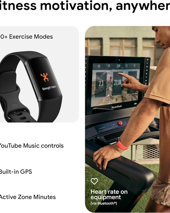 Fitbit Charge 6 Activity Tracker – Obsidian/Black Aluminum 6 MONTH MEMBERSHIP