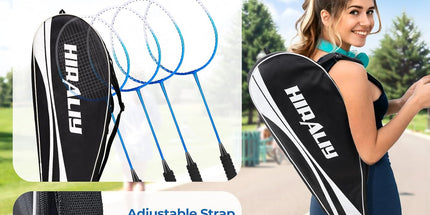 HIRALIY Badminton Rackets Set of 4 – Complete Outdoor Family Game Kit