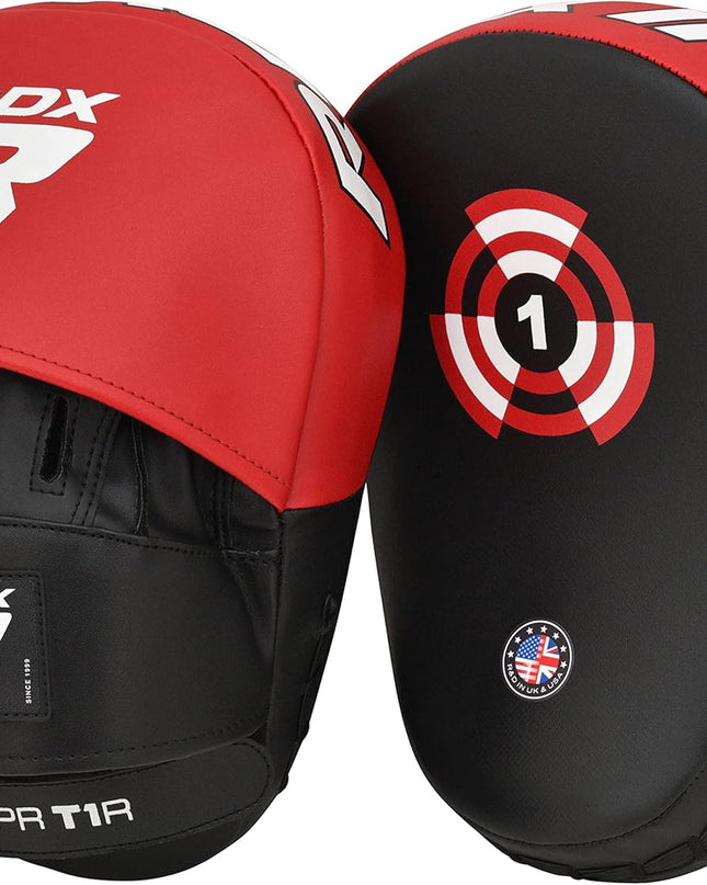 Boxing Pads Focus Mitts Maya Hide Leather Curved Hook and Jab Target Hand Pads Great for MMA, Kickboxing, Martial Arts, Muay Thai, Karate Training Padded Punching, Coaching Strike Shield