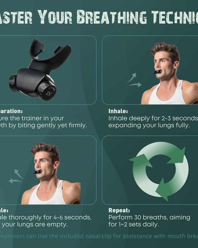 Adjustable Respiratory Trainer – Handheld Breathing Exercise Device with Dual Mouthpieces