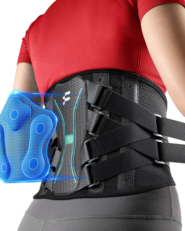 Back Brace for Lower Back Pain – Lumbar Support with Carbon Fiber Stays