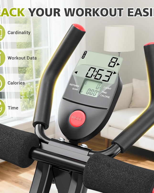 Elevate Your Home Workouts with the Fostoy Adjustable Ab Machine - Ultimate Core Trainer for Beginners and Seniors, Foldable Design for Space-Saving Fitness