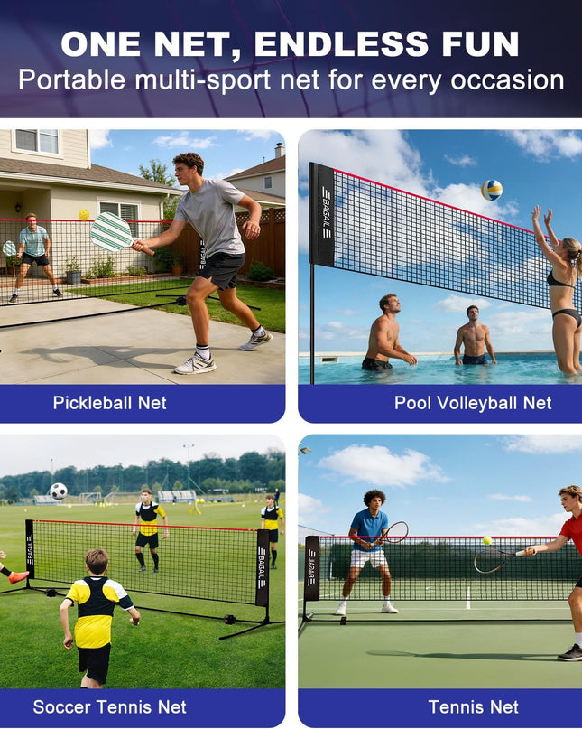 BAGAIL Foldable Badminton Net – Portable, Adjustable & Perfect for Family Fun
