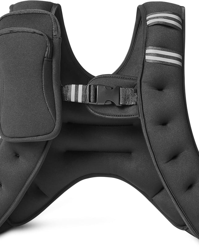 Amazon Basics Weighted Vest – 12 lb, Black with Reflective Stripe