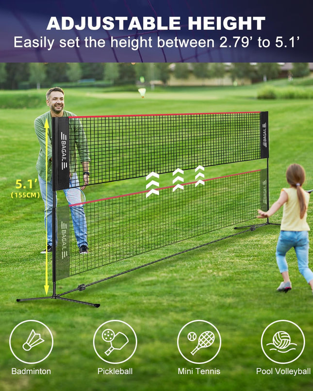 BAGAIL Foldable Badminton Net – Portable, Adjustable & Perfect for Family Fun