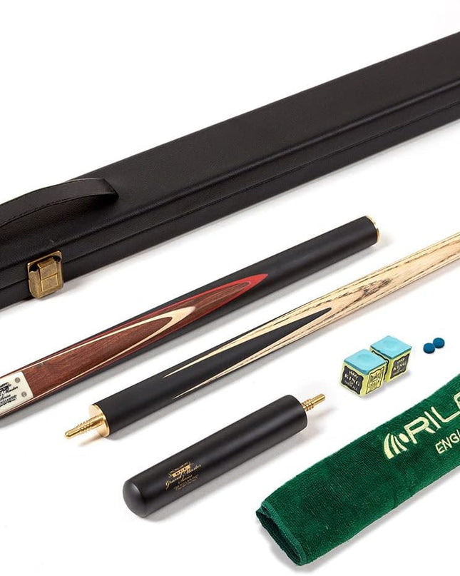 Grandmaster 3/4 Cut Snooker Cue with Extension & Hard Case – 57" 3-Piece Cue, 9.5mm Tip