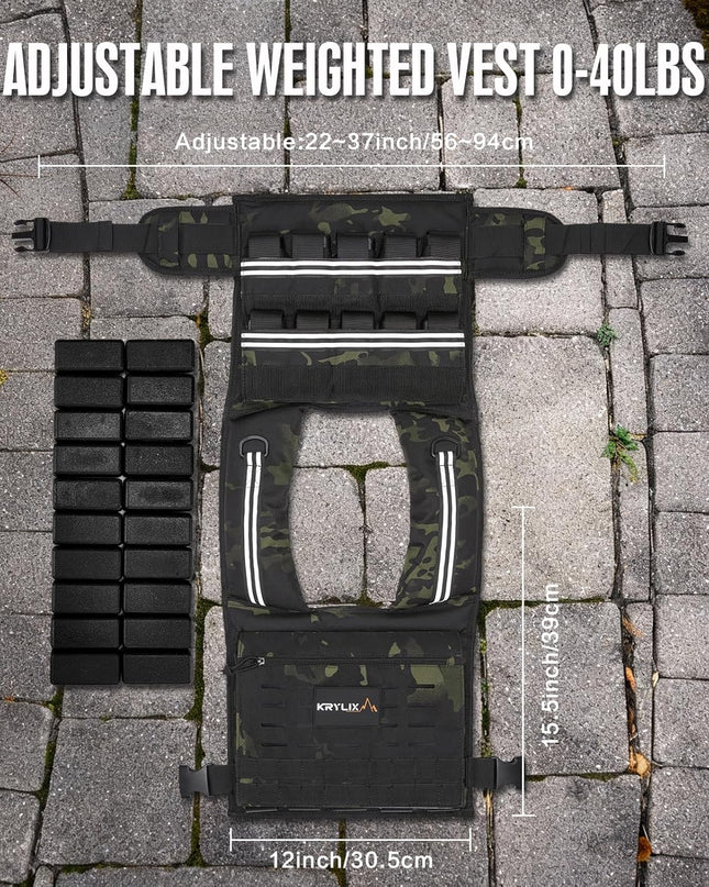 KRYLIX Adjustable Weighted Vest – 45lbs (Men & Women)