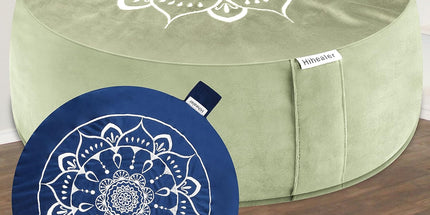 Hihealer Large Meditation Cushion with Extra Velvet Cover – Traditional Tibetan Zafu Pillow