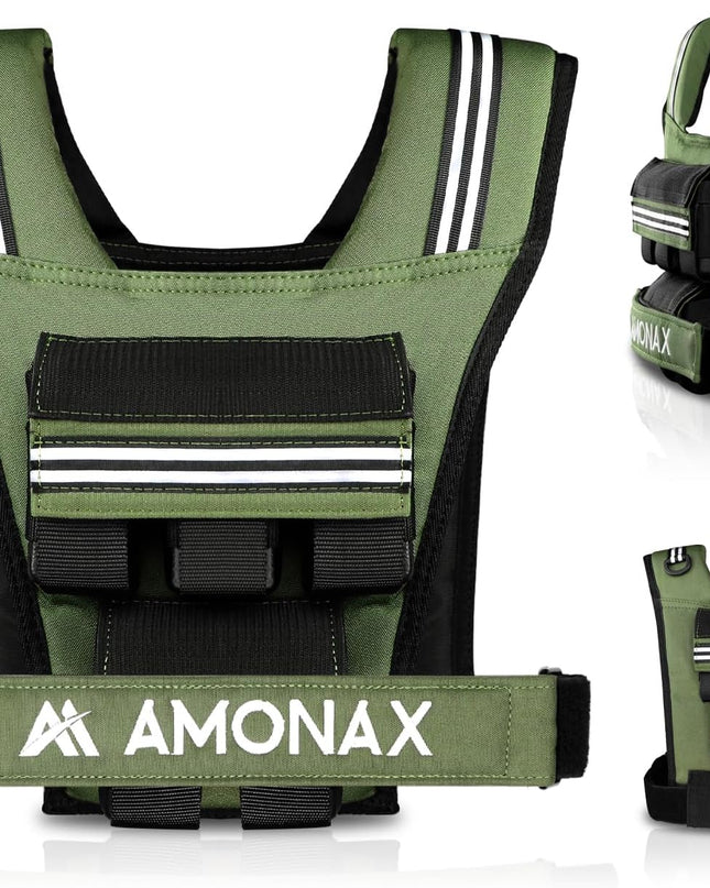 Adjustable Weighted Vest for Women and Men, 0.8–10Kg/1.1–20Kg/1.5–30Kg Reflective Running Vest with Light Weights, Ideal for Fitness Workout, Muscle Building & Home Gym Strength