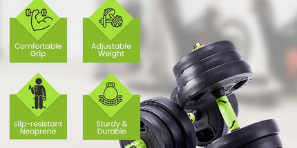 20KG Adjustable 3-In-1 Dumbbell & Barbell Set