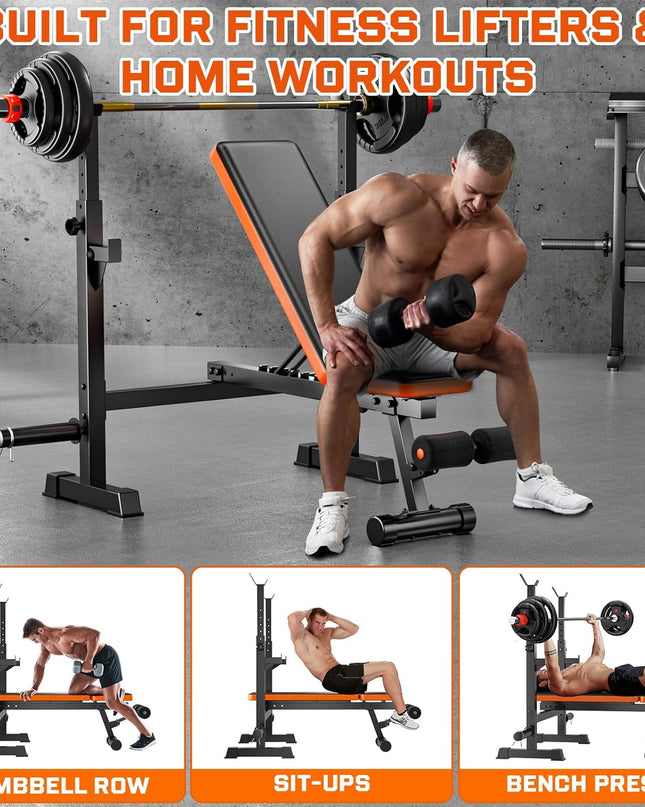 Weight Bench, 770Lbs Bench Press with Squat Rack