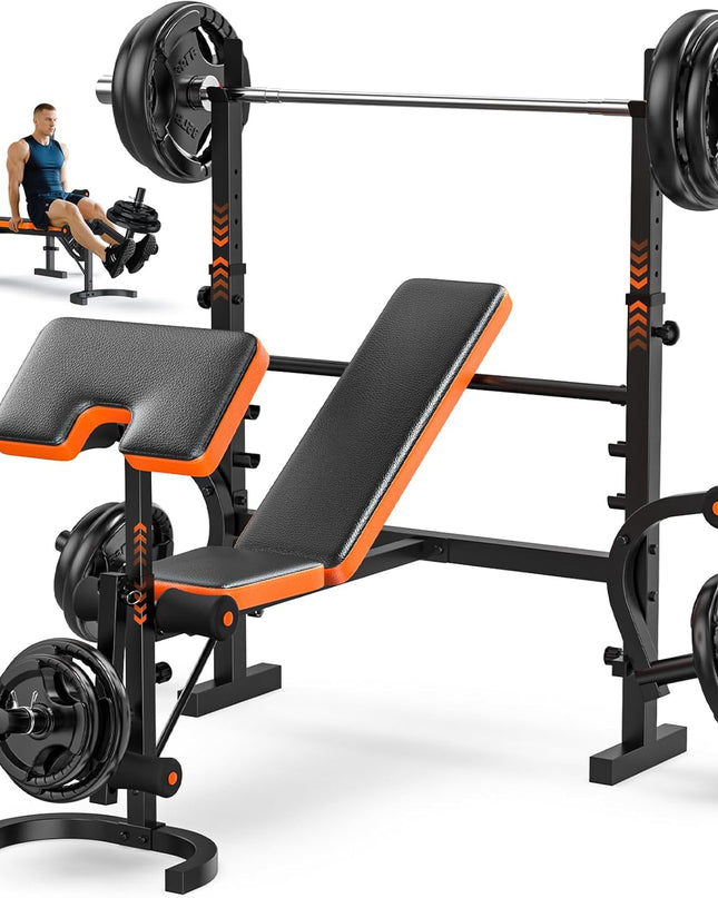 Weight Bench, 770Lbs Bench Press with Squat Rack