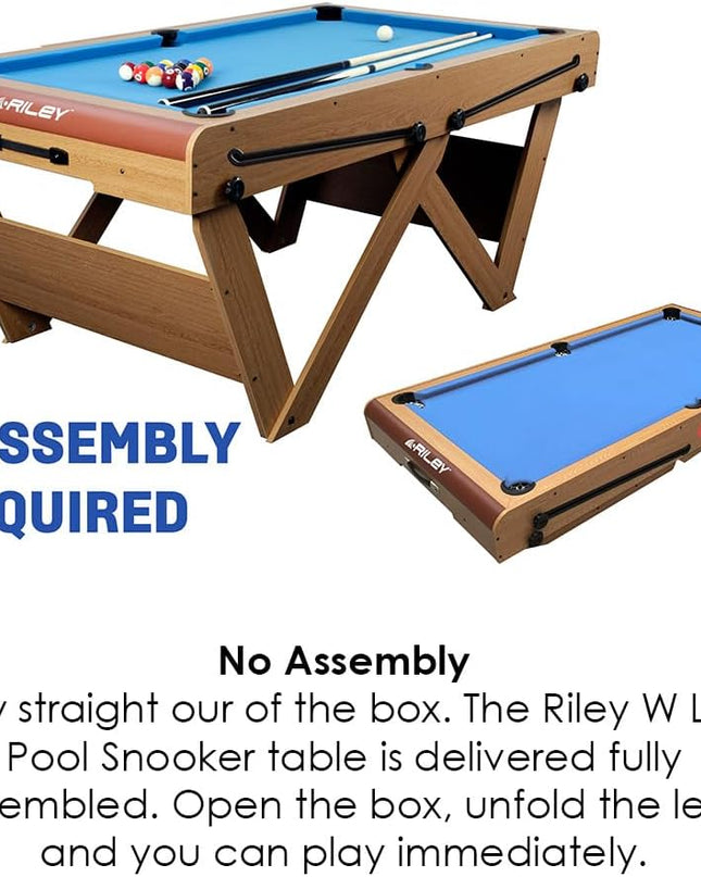 W” Leg 6Ft Snooker & Pool Table – No Assembly Required