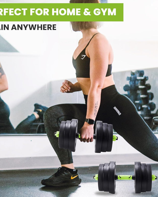 20KG Adjustable 3-In-1 Dumbbell & Barbell Set