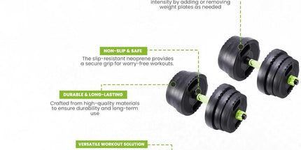 20KG Adjustable 3-In-1 Dumbbell & Barbell Set