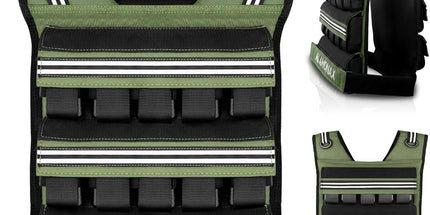 Adjustable Weighted Vest for Women and Men, 0.8–10Kg/1.1–20Kg/1.5–30Kg Reflective Running Vest with Light Weights, Ideal for Fitness Workout, Muscle Building & Home Gym Strength