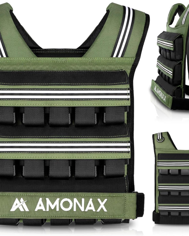 Adjustable Weighted Vest for Women and Men, 0.8–10Kg/1.1–20Kg/1.5–30Kg Reflective Running Vest with Light Weights, Ideal for Fitness Workout, Muscle Building & Home Gym Strength