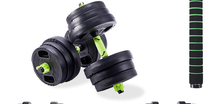 20KG Adjustable 3-In-1 Dumbbell & Barbell Set