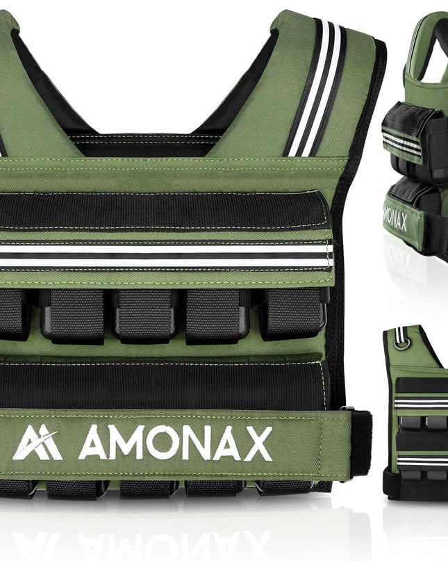 Adjustable Weighted Vest for Women and Men, 0.8–10Kg/1.1–20Kg/1.5–30Kg Reflective Running Vest with Light Weights, Ideal for Fitness Workout, Muscle Building & Home Gym Strength