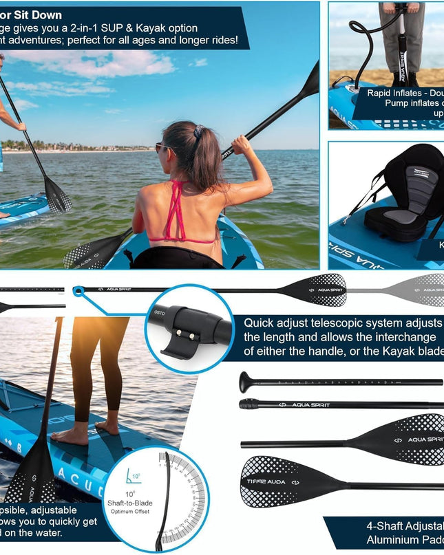  Aqua Spirit Barracuda Inflatable Stand-Up Paddle Board (SUP)/Kayak 10’6”