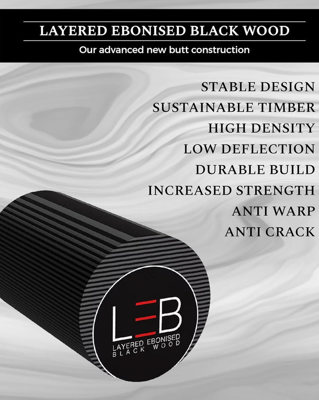 Grandmaster 3/4 Cut Snooker Cue with Extension & Hard Case – 57" 3-Piece Cue, 9.5mm Tip