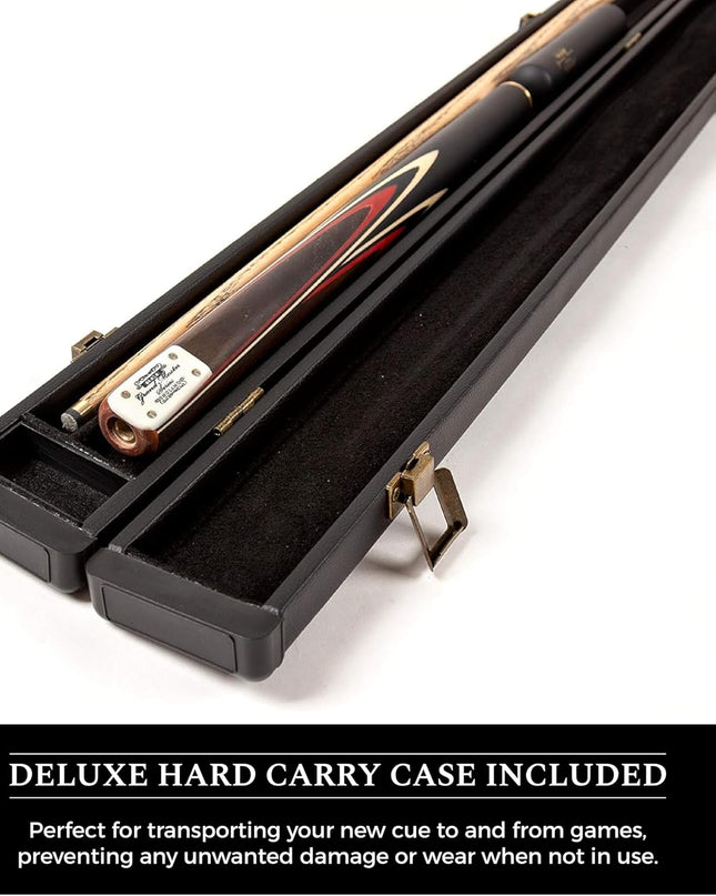 Grandmaster 3/4 Cut Snooker Cue with Extension & Hard Case – 57" 3-Piece Cue, 9.5mm Tip