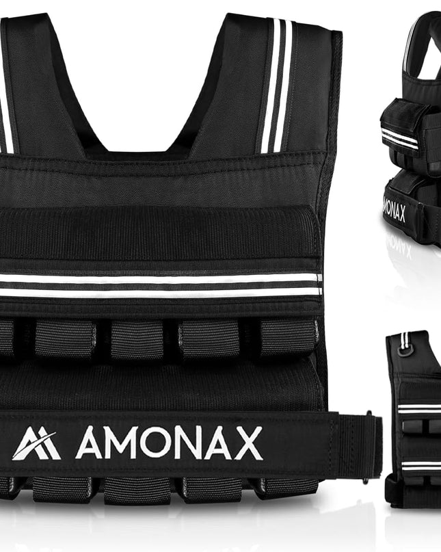 Adjustable Weighted Vest for Women and Men, 0.8–10Kg/1.1–20Kg/1.5–30Kg Reflective Running Vest with Light Weights, Ideal for Fitness Workout, Muscle Building & Home Gym Strength