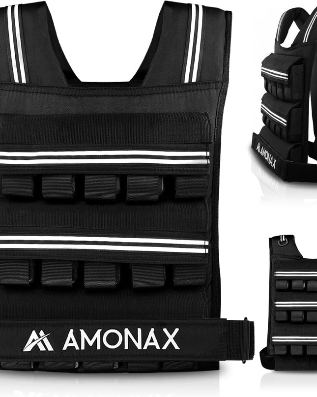 Adjustable Weighted Vest for Women and Men, 0.8–10Kg/1.1–20Kg/1.5–30Kg Reflective Running Vest with Light Weights, Ideal for Fitness Workout, Muscle Building & Home Gym Strength