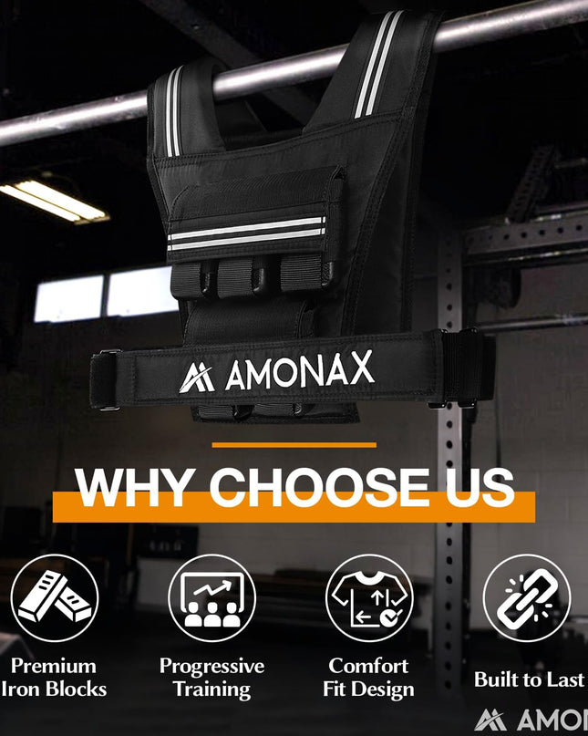 Adjustable Weighted Vest for Women and Men, 0.8–10Kg/1.1–20Kg/1.5–30Kg Reflective Running Vest with Light Weights, Ideal for Fitness Workout, Muscle Building & Home Gym Strength