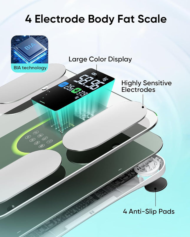 Smart Body Fat Scales – Digital 4-Electrode Body Composition Analyzer