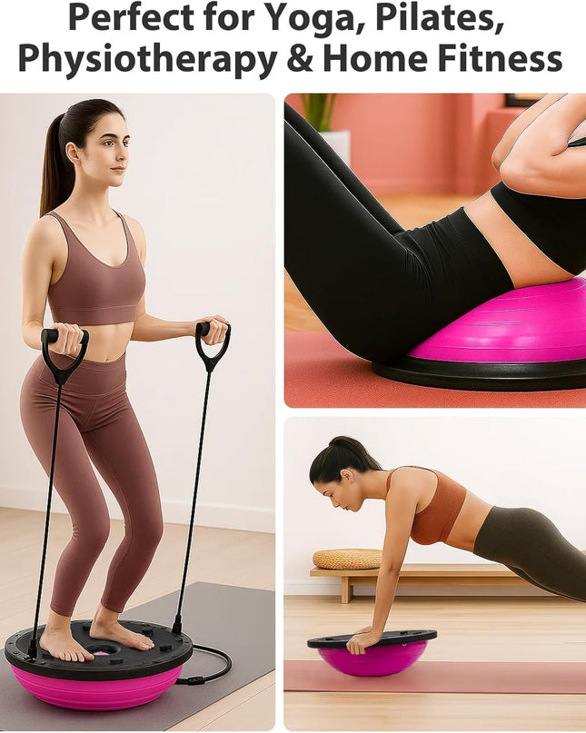 Inflatable Balance Ball Board with Resistance Bands